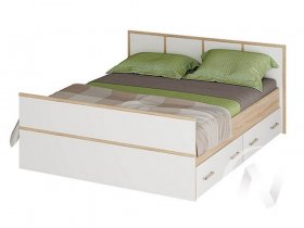 Двуспальная кровать 1,4м Сакура (дуб сонома/белый) в Шахте - shahta.mebel-nsk.ru | фото