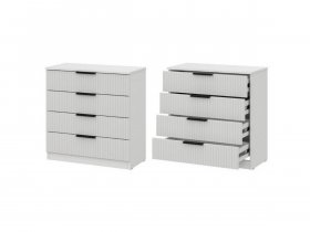 Комод 4 ящика (МДФ) Эккервуд (белый) в Шахте - shahta.mebel-nsk.ru | фото