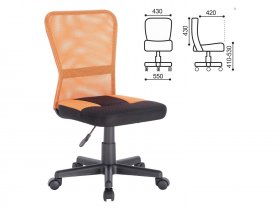 Кресло компактное BRABIX Smart MG-313, без подлокотников, комбинированное, черное/оранжевое в Шахте - shahta.mebel-nsk.ru | фото