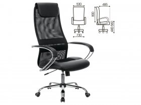 Кресло офисное BRABIX PREMIUM Stalker EX-608 CH, хром, ткань-сетка/кожзам, черное в Шахте - shahta.mebel-nsk.ru | фото