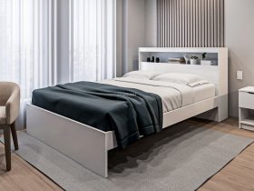 Кровать двуспальная 1,6м Бруклин СБ-3356 (белый) в Шахте - shahta.mebel-nsk.ru | фото