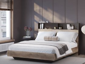 Кровать двуспальная 1,6м КР-16 Энигма (венге/дуб каньон) в Шахте - shahta.mebel-nsk.ru | фото