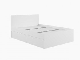 Кровать двуспальная с ящиками 1,4м Мадера-М1400 (белый) в Шахте - shahta.mebel-nsk.ru | фото