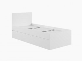 Кровать односпальная с ящиками 0,9м Мадера-М900 (белый) в Шахте - shahta.mebel-nsk.ru | фото
