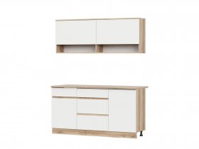 Кухонный гарнитур 1,6м Брауни (дуб делано/белый) в Шахте - shahta.mebel-nsk.ru | фото