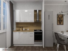 Кухонный гарнитур МДФ Выгодно и точка 1,5 м (белый глянец) в Шахте - shahta.mebel-nsk.ru | фото