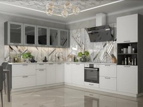 Модульная кухня Глэдис (белый снег/лайт грей софт/корпус анкор темный) в Шахте - shahta.mebel-nsk.ru | фото