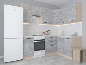 Модульная угловая кухня 1,4м*2,1м Лада (цемент) в Шахте - shahta.mebel-nsk.ru | фото