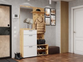 Прихожая Монтана (дуб крафт золотой/белый) в Шахте - shahta.mebel-nsk.ru | фото