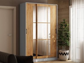 Шкаф-купе 1,4м «Стиль-2» (белый/дуб крафт золотой) в Шахте - shahta.mebel-nsk.ru | фото