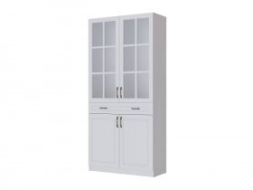 Шкаф-витрина Апполия гостиная (белый/белый дуб) в Шахте - shahta.mebel-nsk.ru | фото