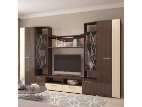 Стенка Гамма (дуб венге/дуб молочный) в Шахте - shahta.mebel-nsk.ru | фото