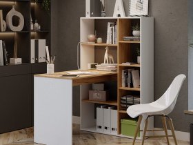 Стол письменный тип 16 (дуб крафт золотой/белый ясень) в Шахте - shahta.mebel-nsk.ru | фото