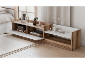 Тумба под ТВ Брауни (дуб делано/белый) в Шахте - shahta.mebel-nsk.ru | фото