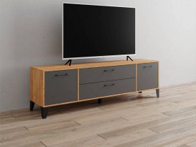 Тумба под ТВ Парус-13 (дуб крафт золотой/графит серый) в Шахте - shahta.mebel-nsk.ru | фото